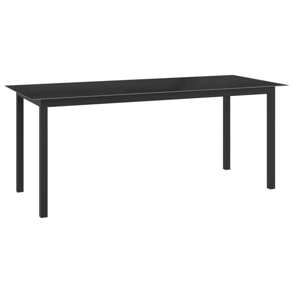  Trädgårdsbord svart 190x90x74 cm aluminium och glas