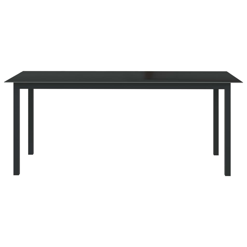  Trädgårdsbord svart 190x90x74 cm aluminium och glas