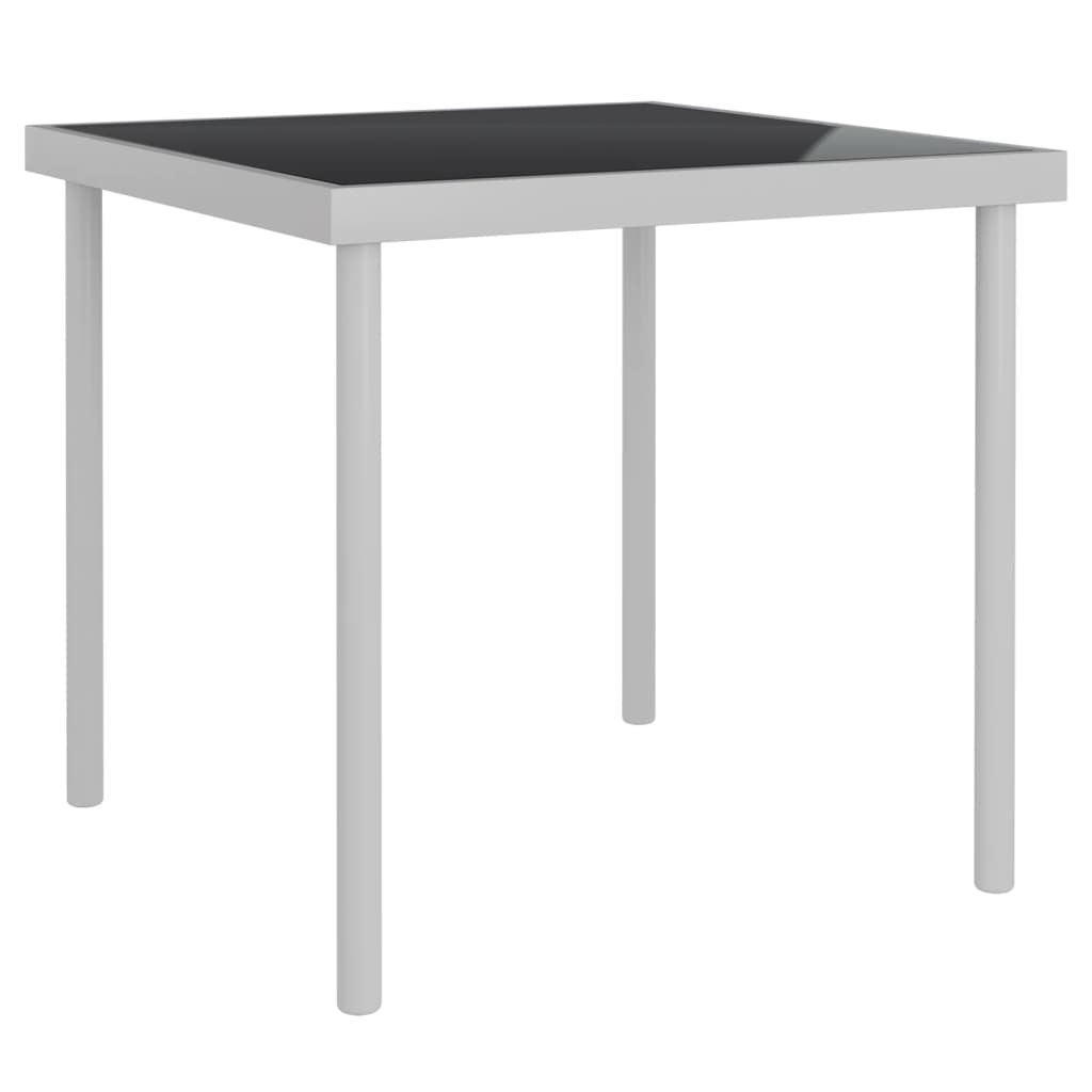  Matbord för trädgården ljusgrå 80x80x72 cm glas och stål