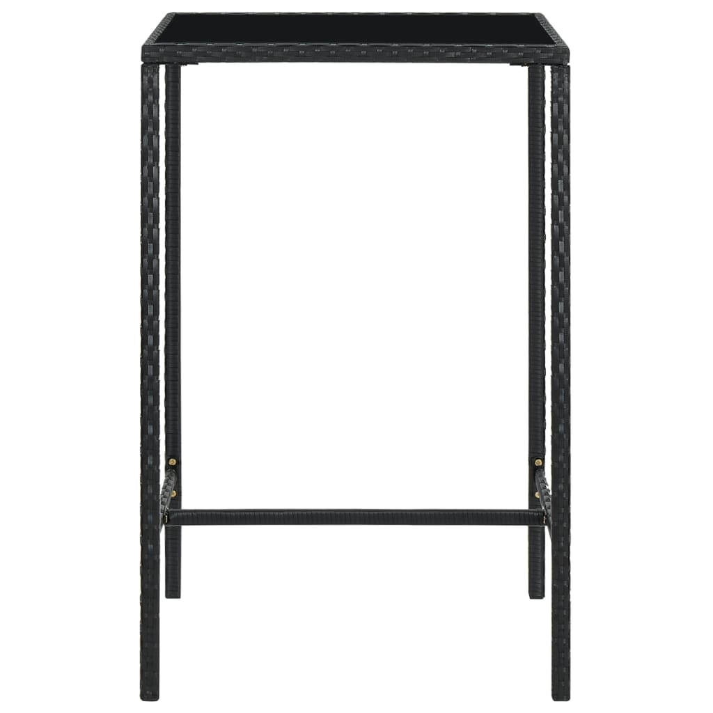  Barbord för trädgård svart 70x70x110 cm konstrotting och glas