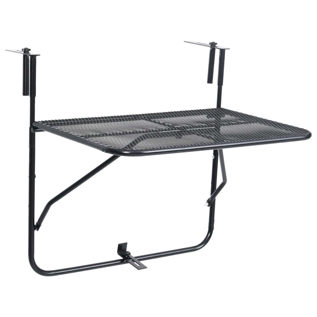  Balkongbord svart 60x40 cm stål