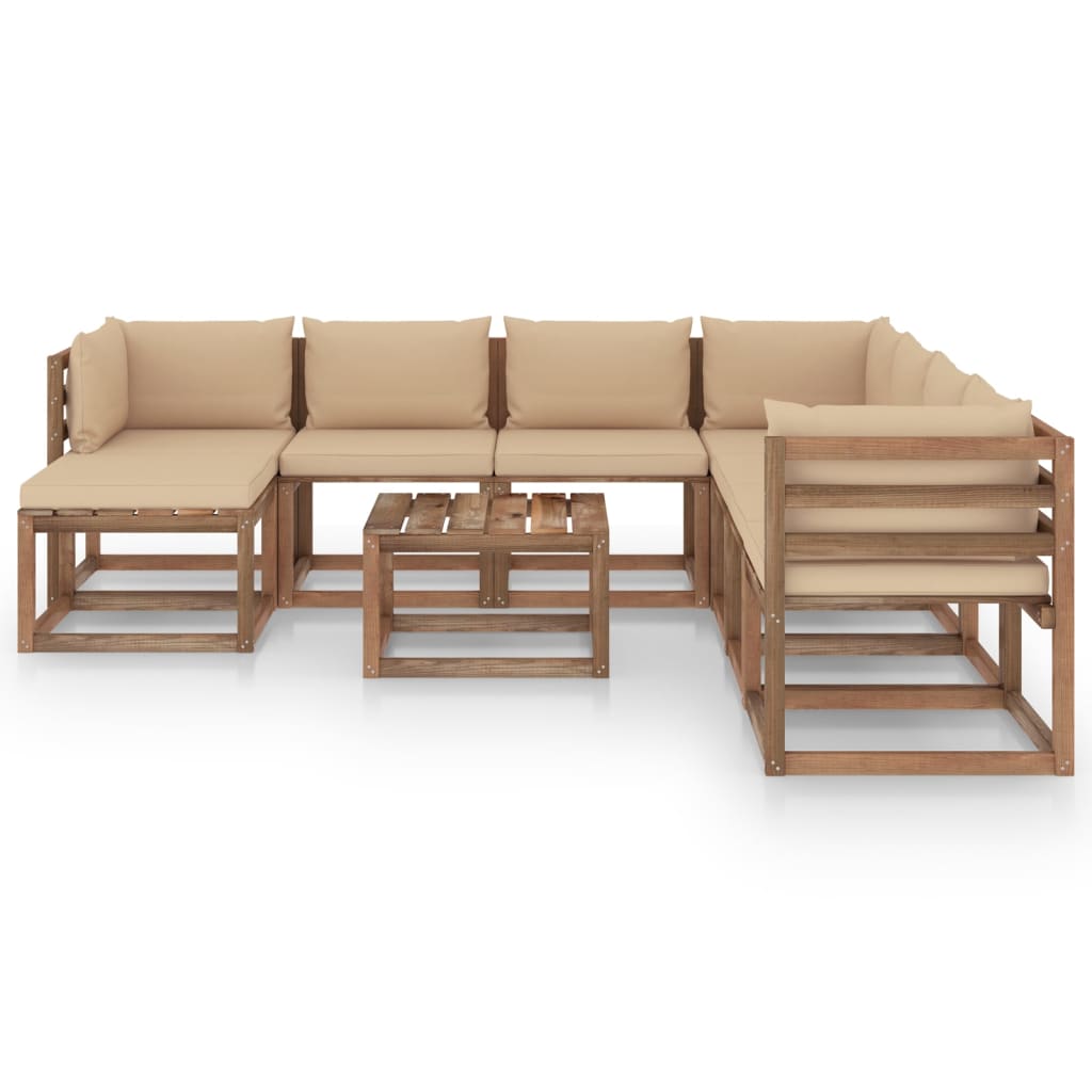  Loungegrupp med dynor 9 delar beige