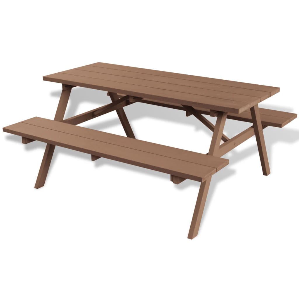  Picknickbord med bänkar brun 150x139x72,5 cm WPC