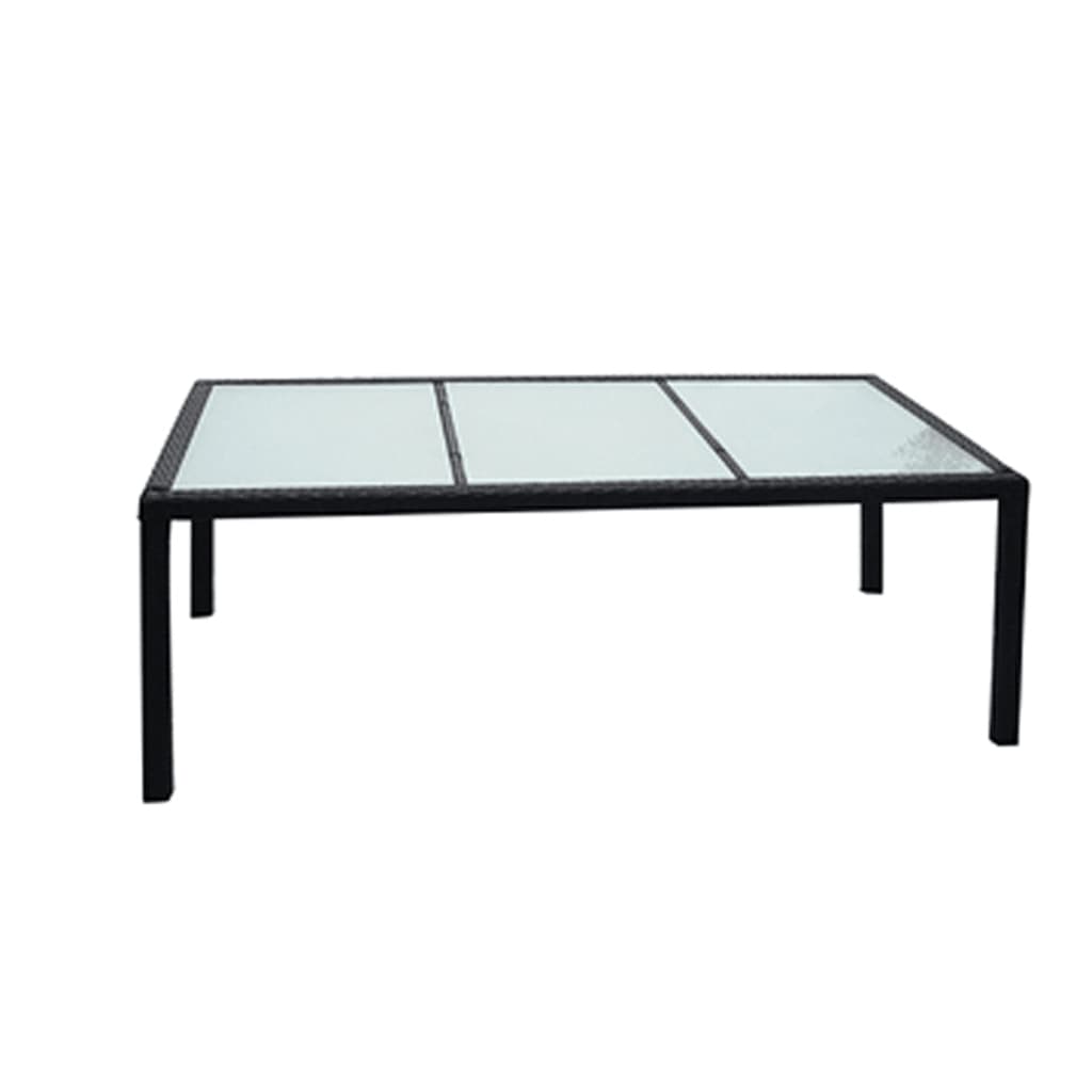  Trädgårdsbord svart 190x90x75 cm konstrotting
