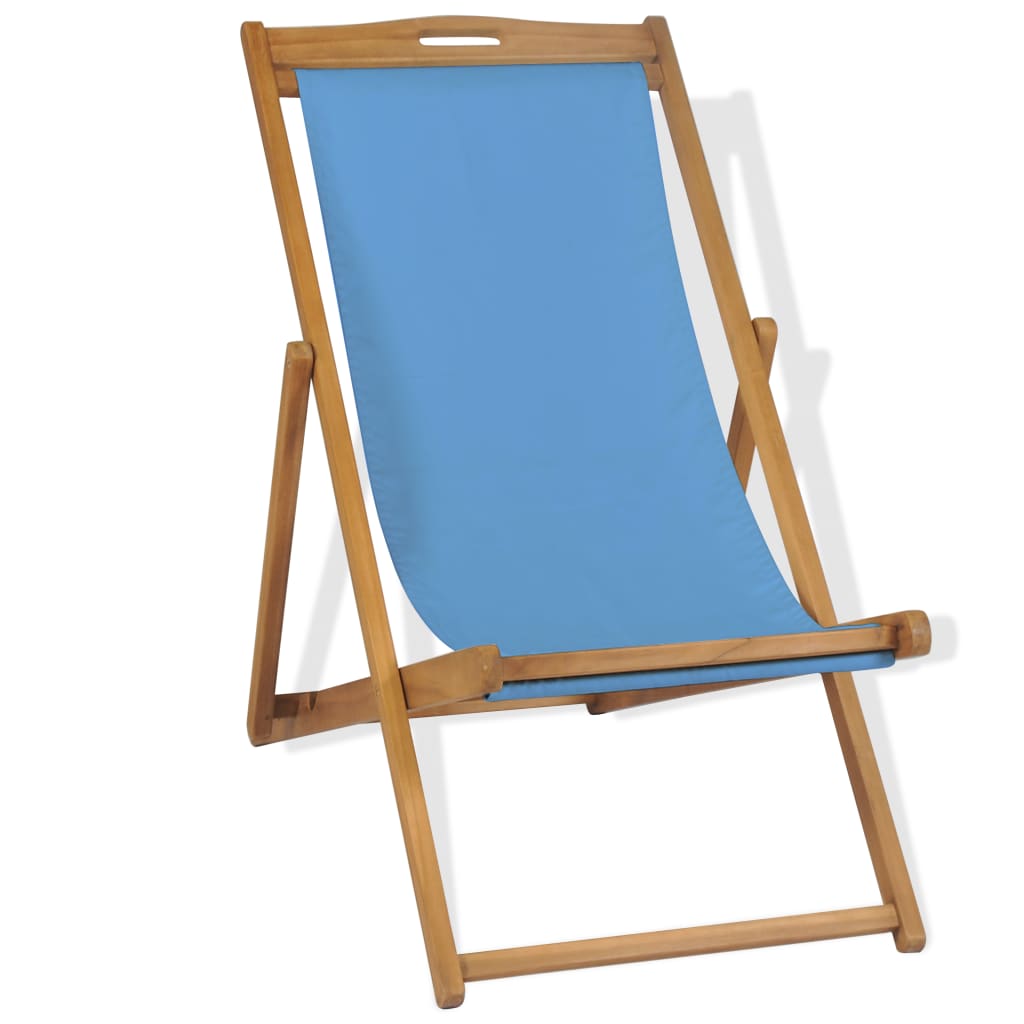  Strandstol teakträ 56x105x96 cm blå