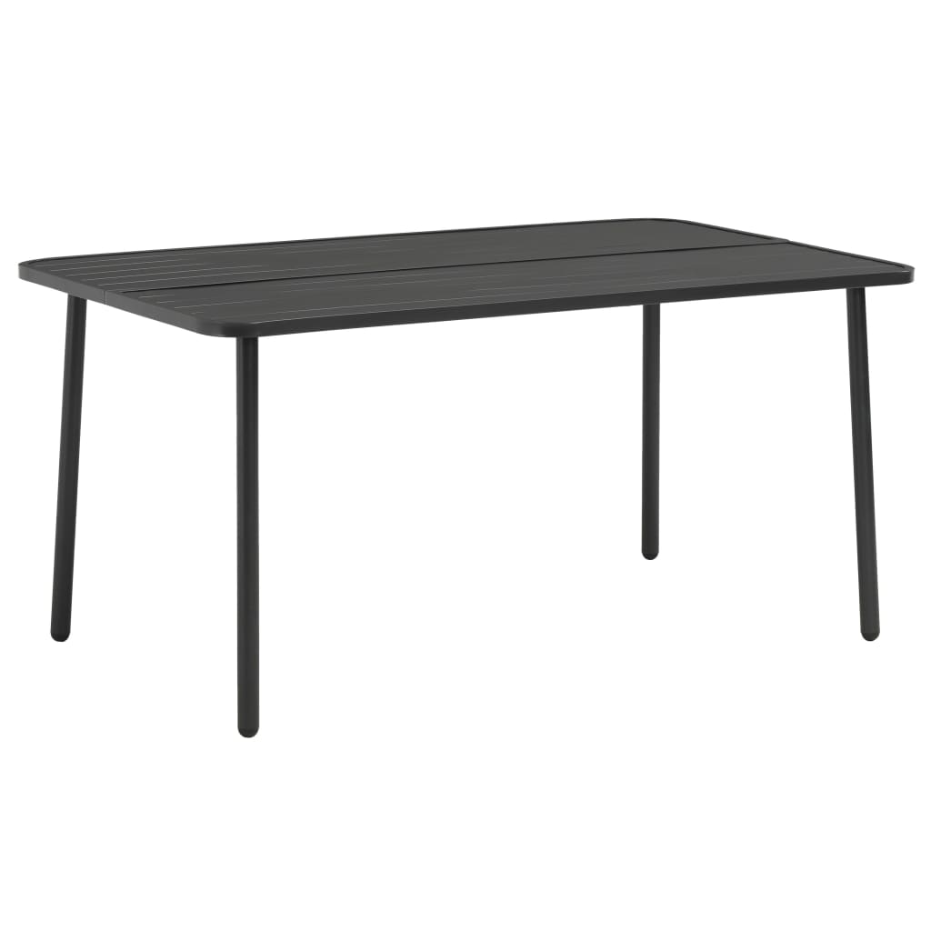  Trädgårdsbord mörkgrå 150x90x72 cm stål