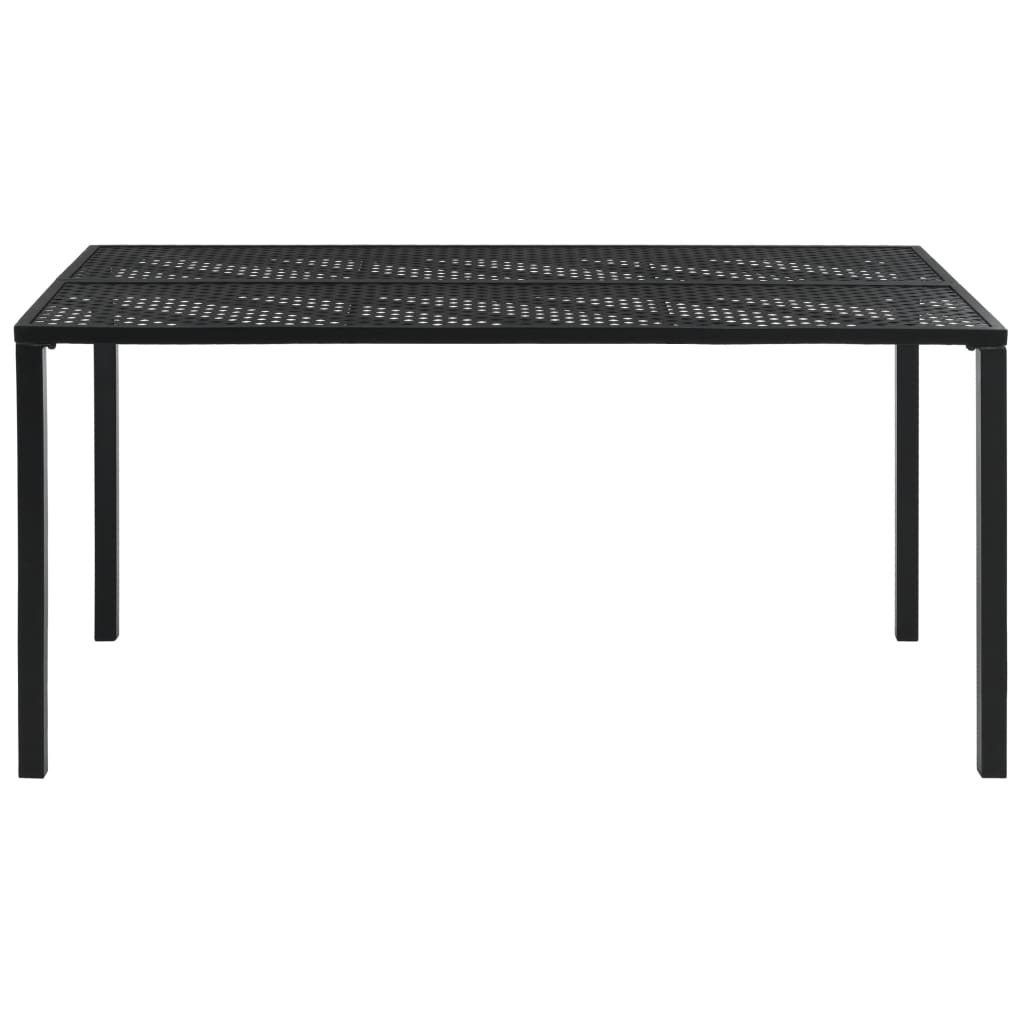  Trädgårdsbord svart 150x90x72 cm stål