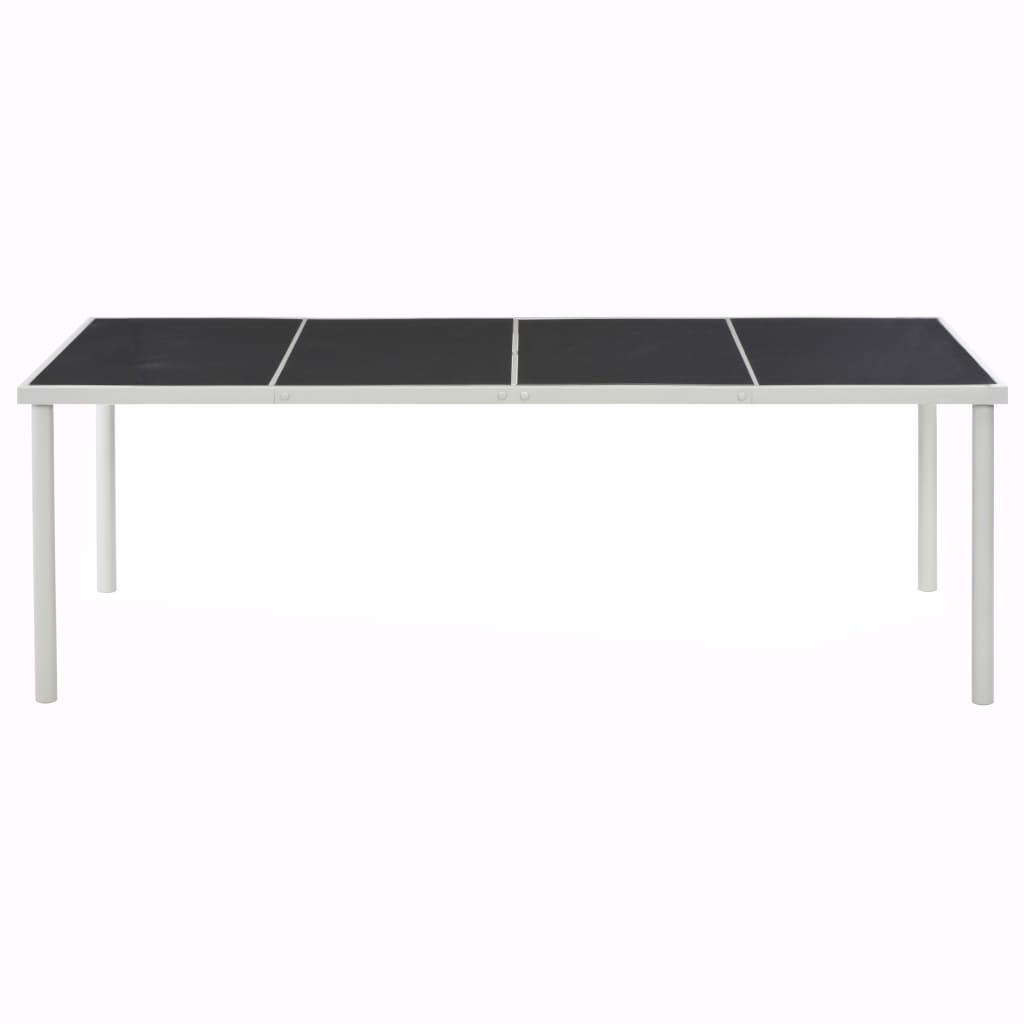  Trädgårdsbord svart 220x90x74,5 cm stål