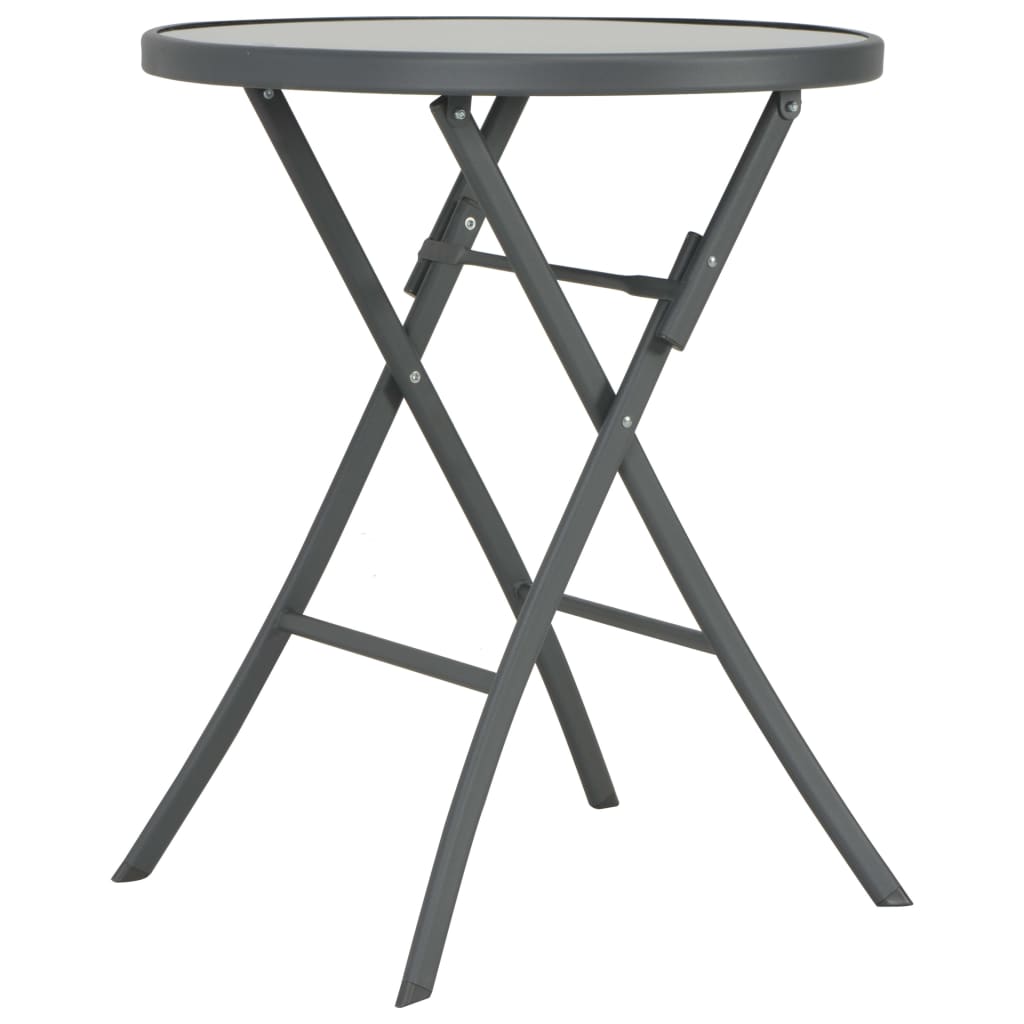  Hopfällbart cafébord grå 60x70 cm glas och stål