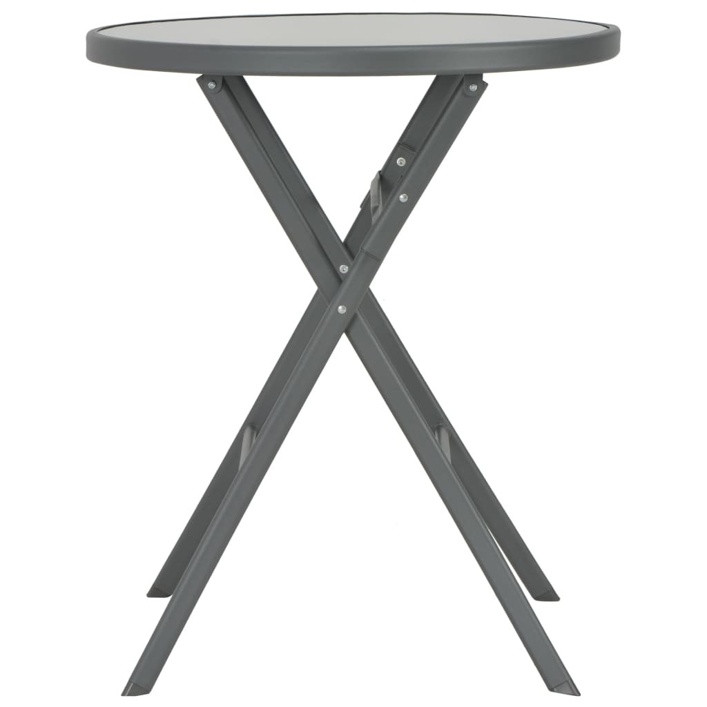  Hopfällbart cafébord grå 60x70 cm glas och stål