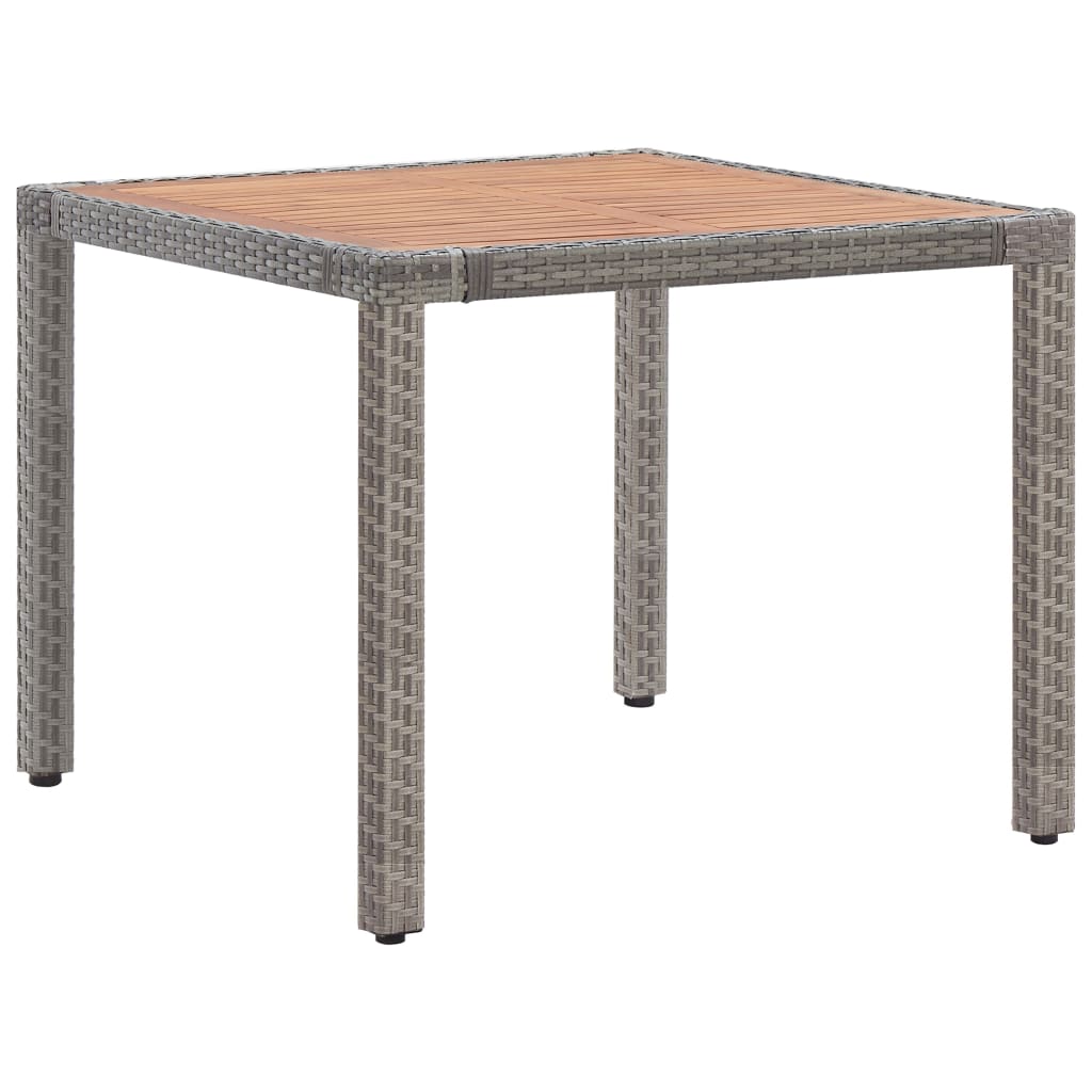  Trädgårdsbord grå 90x90x75 cm konstrotting massivt akaciaträ