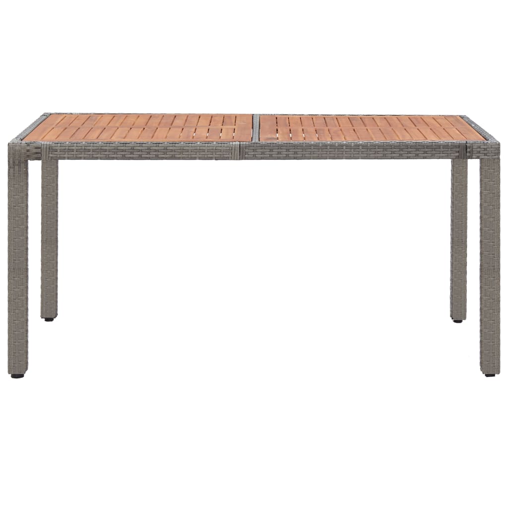  Trädgårdsbord grå 150x90x75 cm konstrotting massivt akaciaträ