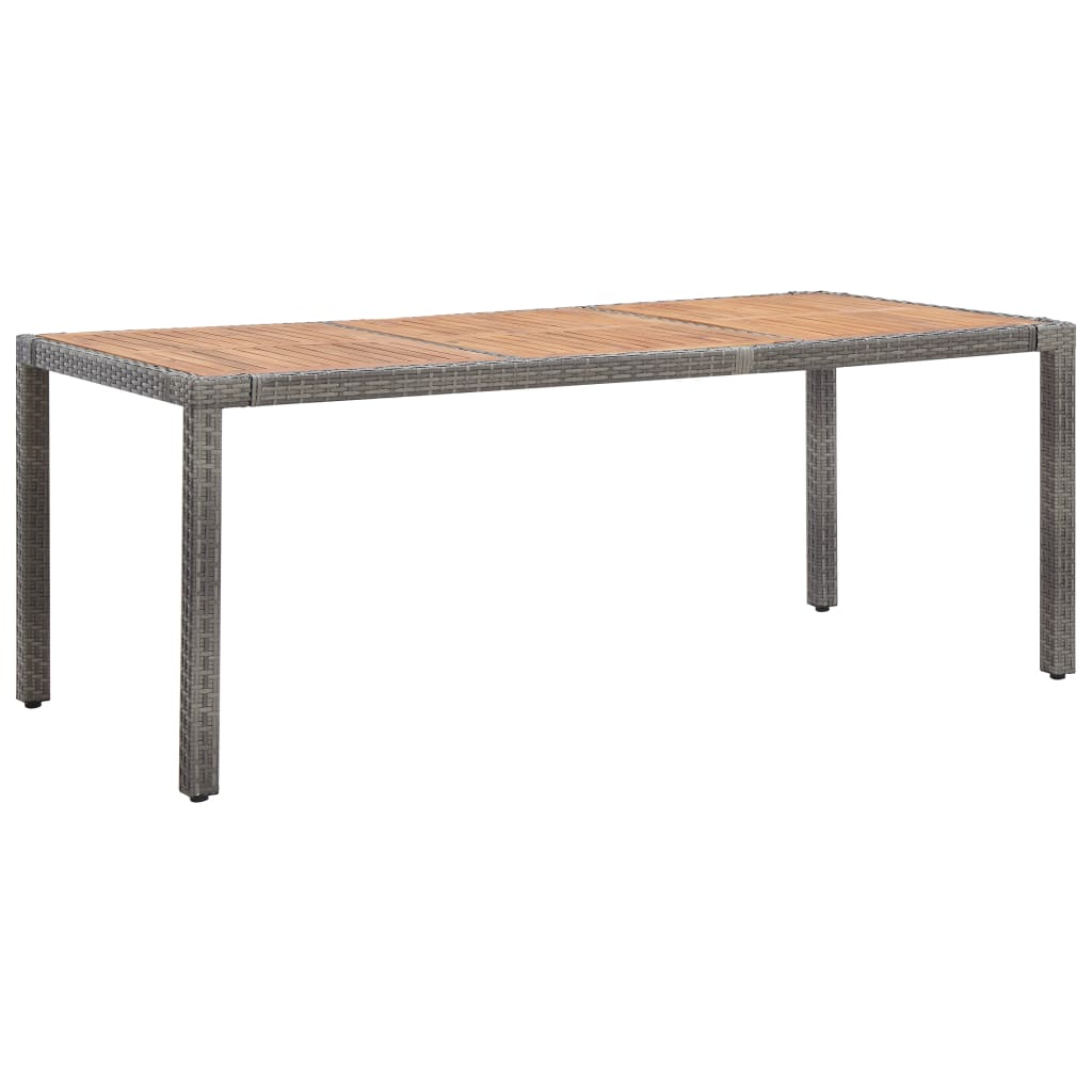  Trädgårdsbord grå 190x90x75 cm konstrotting massivt akaciaträ