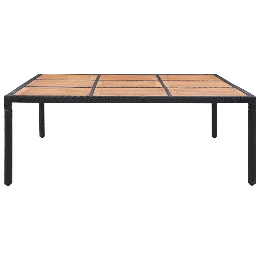  Trädgårdsbord svart 200x200x74 cm konstrotting och akaciaträ