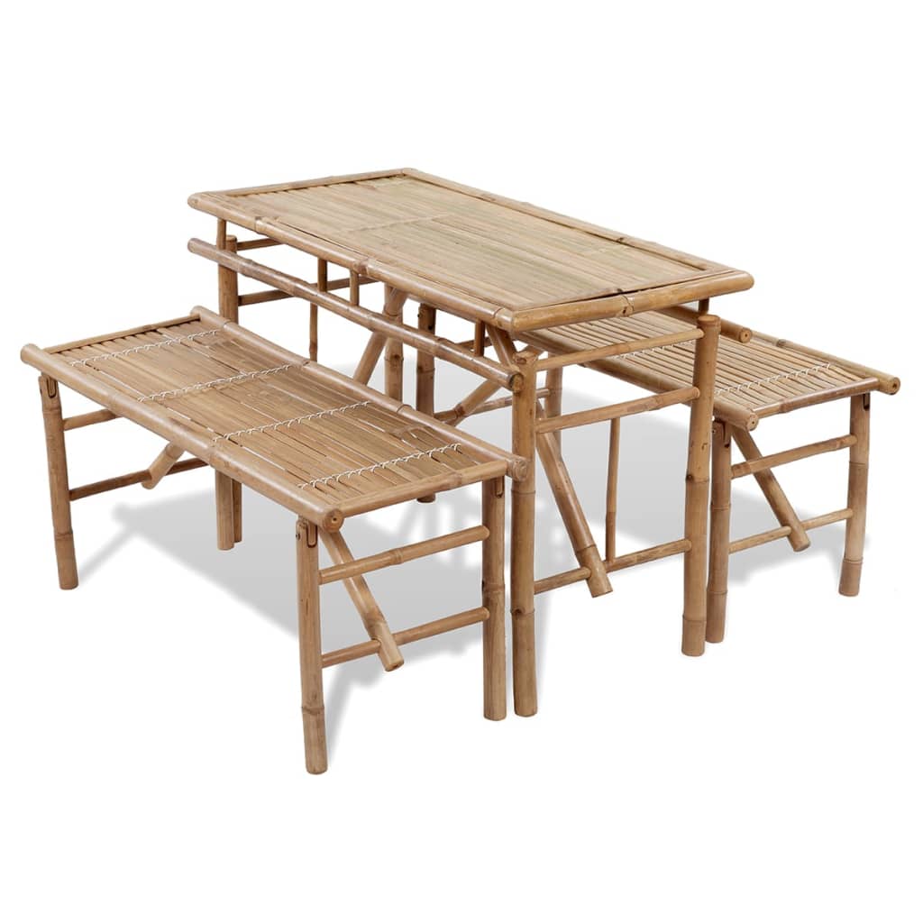  Ölbord med 2 bänkar 100 cm bambu