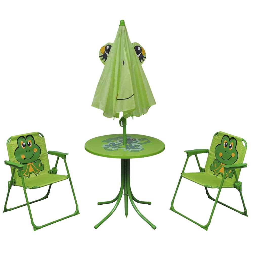  Cafébord för barn med parasoll 3 delar grön