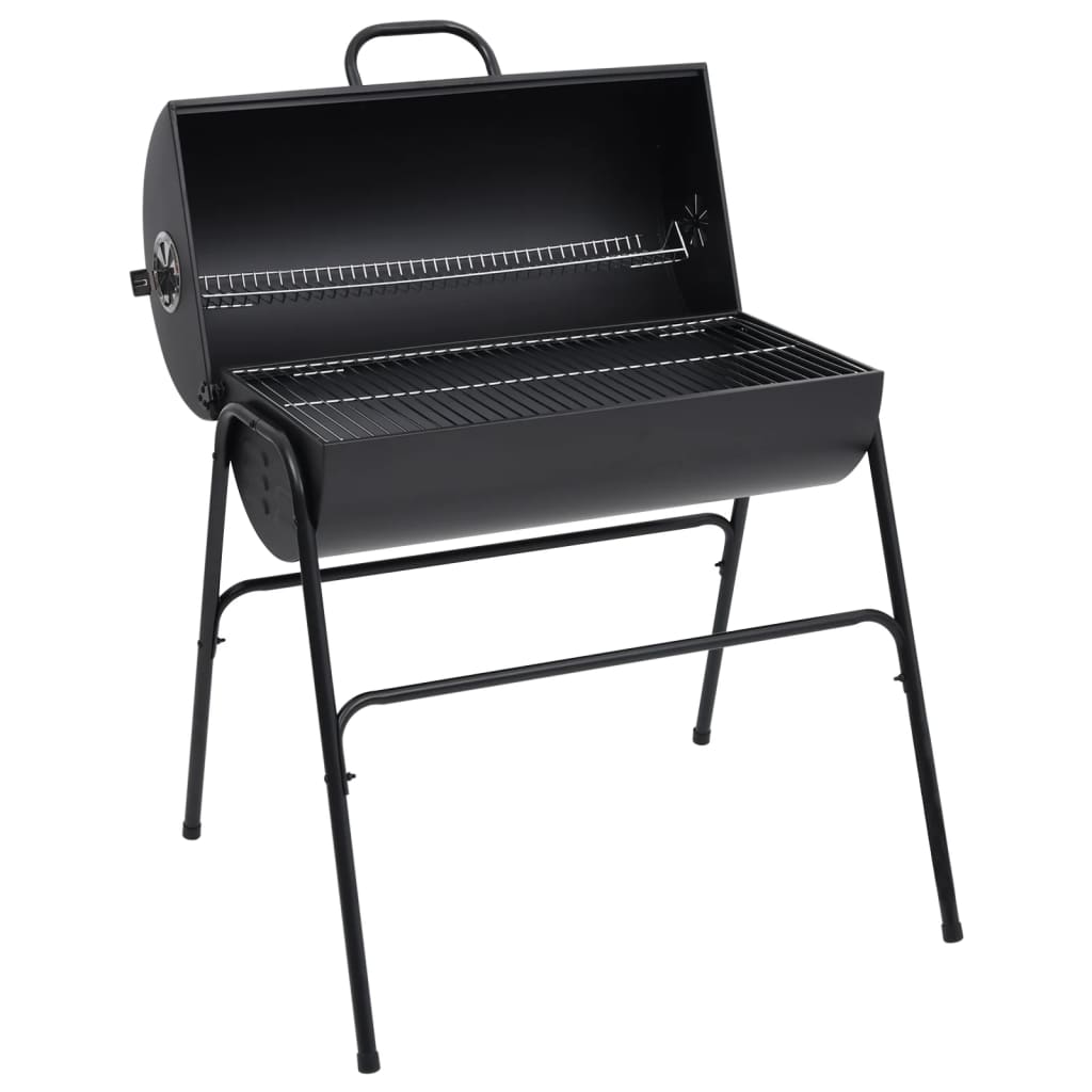  Grilltunna med 2 grillgaller svart 80x95x90 cm stål