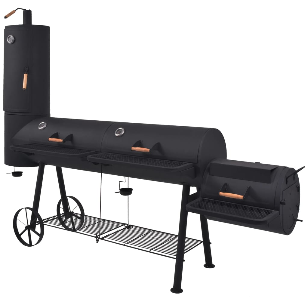  Rökgrill BBQ med nedre hylla svart tung XXXL