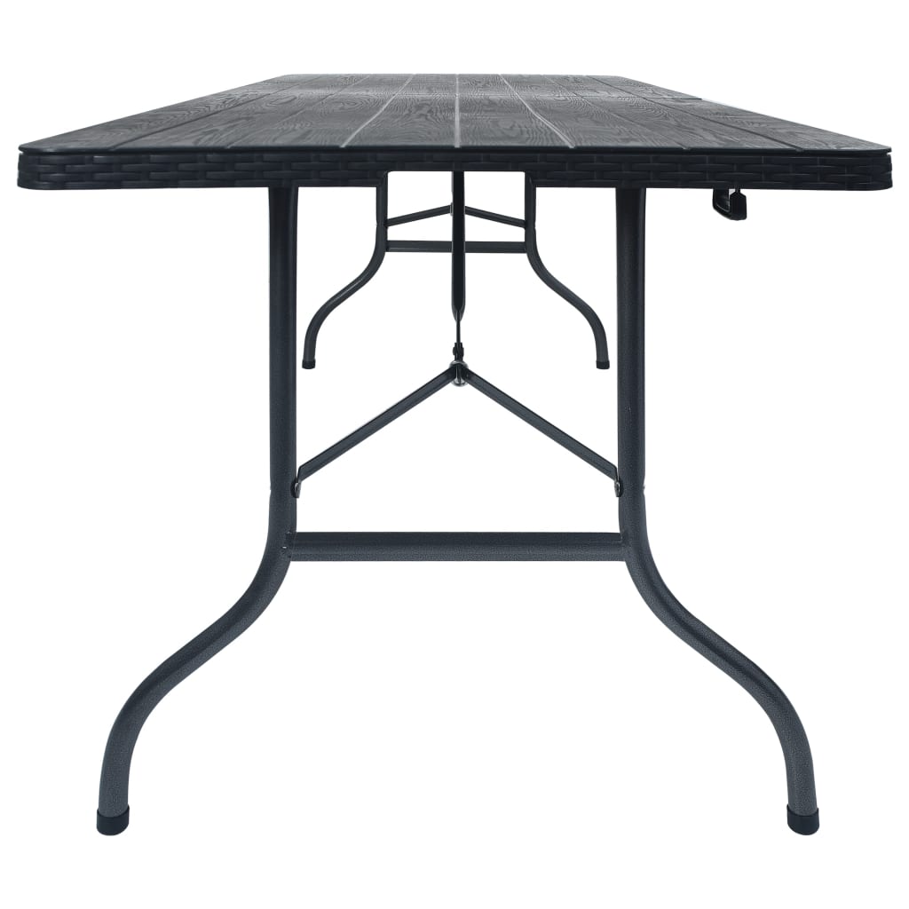  Hopfällbart trädgårdsbord svart 180x75x72 cm HDPE konstrotting
