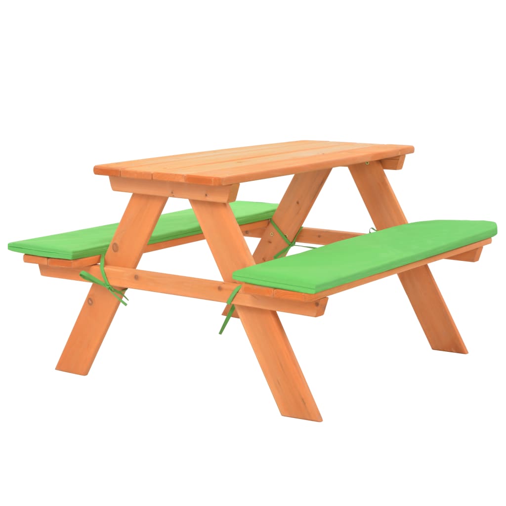  Picknickbord för barn med bänkar 89x79x50 cm massivt granträ